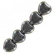 Czech Hearts beads Perlen 6mm Jet hematite 23980/14400